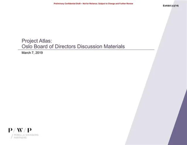 Perella Weinberg Partners — Project Atlas: Oslo Board of Directors Discussion Materials investment banking deck cover