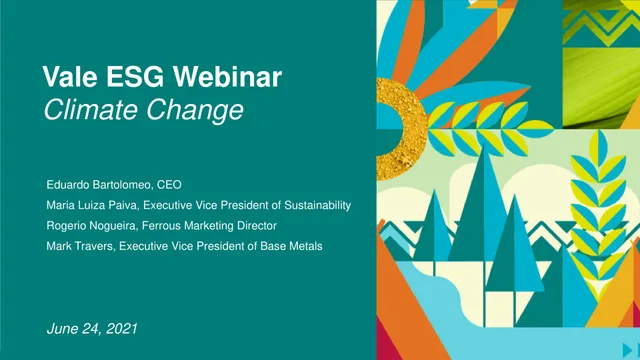 Vale — Vale ESG Webinar Climate Change investment banking deck cover