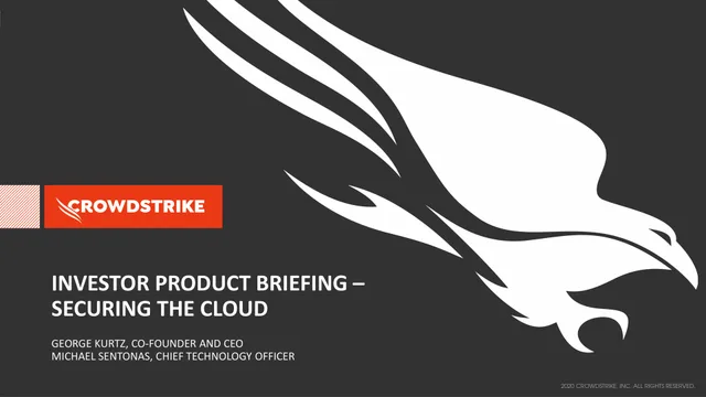 Crowdstrike — Investor Product Briefing – Securing The Cloud investment banking deck cover
