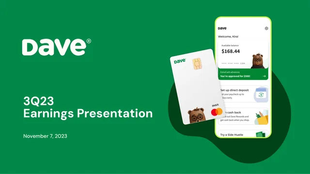 Dave — 3Q23 Earnings Presentation investment banking deck cover