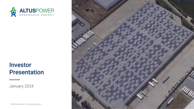 Altus Power — Investor Presentation investment banking deck cover