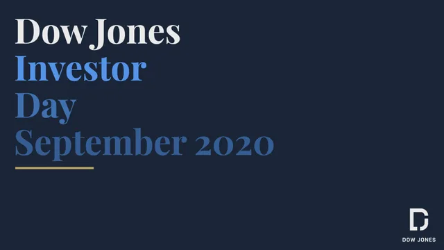 Dow Jones — Dow Jones Investor Day September 2020 investment banking deck cover