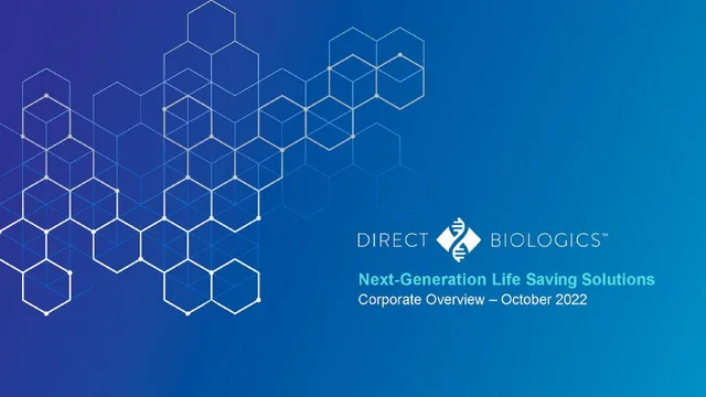 Direct Biologics — Title Slide investment banking deck cover