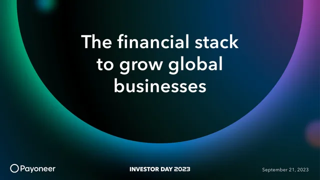 Payoneer — The financial stack to grow global businesses investment banking deck cover
