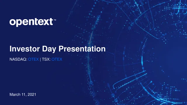 Opentext — Investor Day Presentation investment banking deck cover