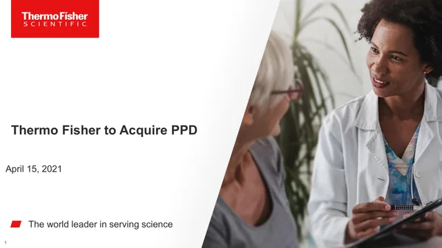 Thermo Fisher — Thermo Fisher to Acquire PPD investment banking deck cover