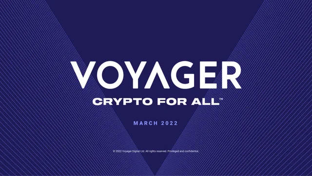 Voyager Digital — Voyager investment banking deck cover