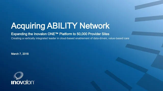 Inovalon — Acquiring ABILITY Network investment banking deck cover