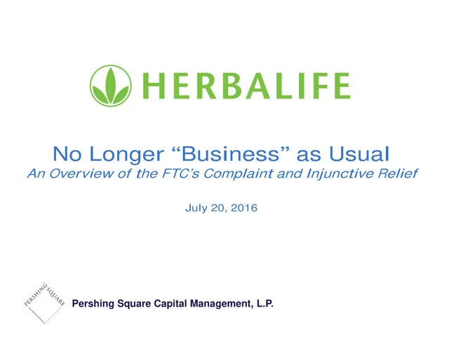 Pershing Square — No Longer “Business” as Usual investment banking deck cover