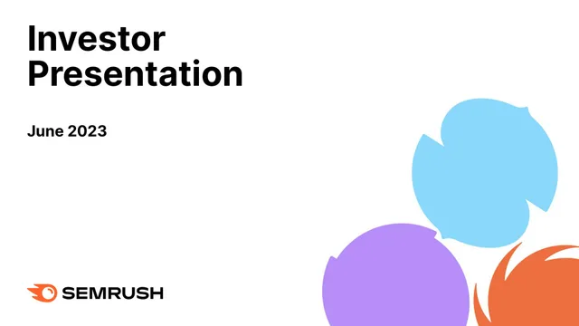 Semrush — Investor Presentation investment banking deck cover