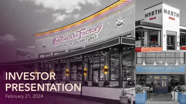 Cheesecake Factory — Investor Presentation investment banking deck cover