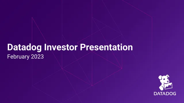 Datadog — Datadog Investor Presentation investment banking deck cover