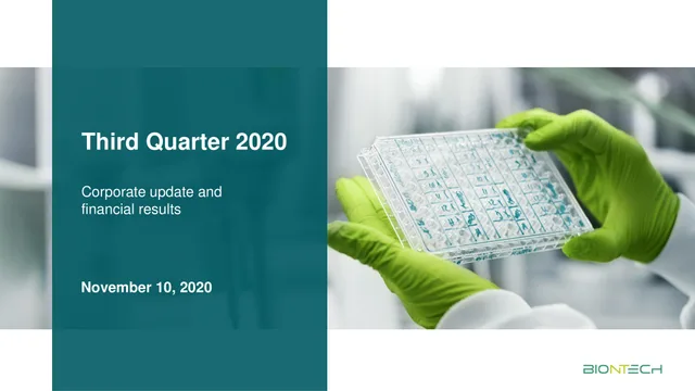 Biontech — Third Quarter 2020 investment banking deck cover