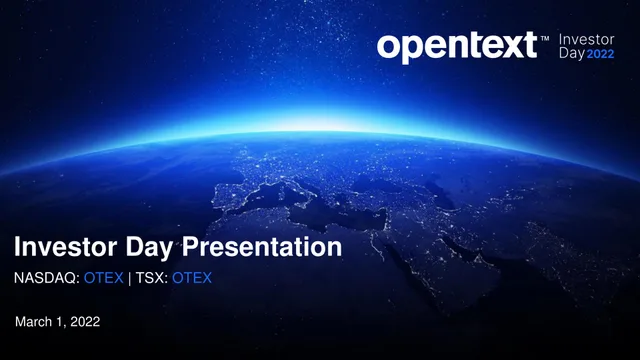 Opentext — Investor Day Presentation investment banking deck cover
