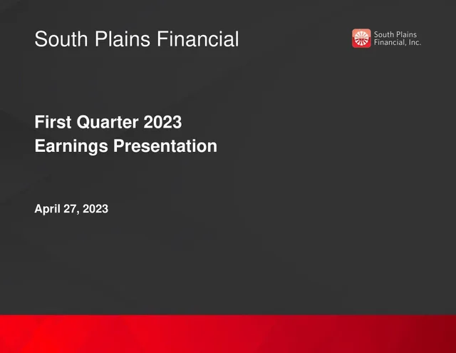 South Plains Financial investment banking deck cover
