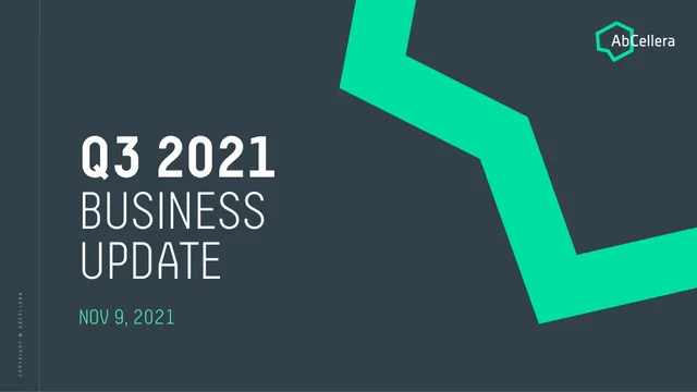 Abcellera — Q3 2021 Business Update investment banking deck cover