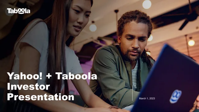 Taboola — Yahoo! + Taboola Investor Presentation investment banking deck cover