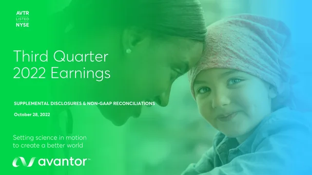 Avantor — Third Quarter 2022 Earnings investment banking deck cover
