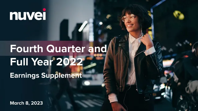 Nuvei — Fourth Quarter and Full Year 2022 Earnings Supplement investment banking deck cover