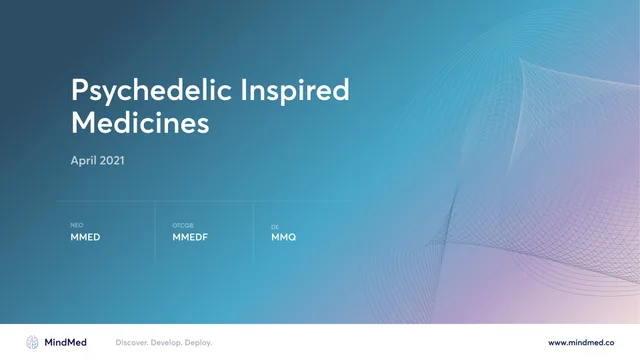 Mindmed — Psychedelic Inspired Medicines investment banking deck cover
