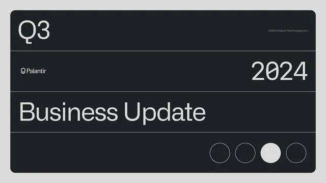 Palantir — Business Update investment banking deck cover