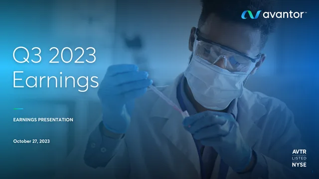 Avantor — Q3 2023 Earnings investment banking deck cover