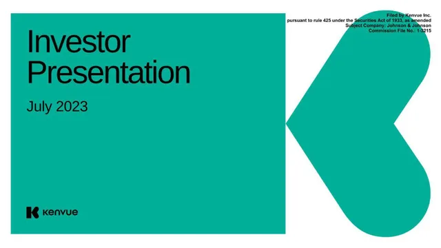Kenvue — Investor Presentation investment banking deck cover