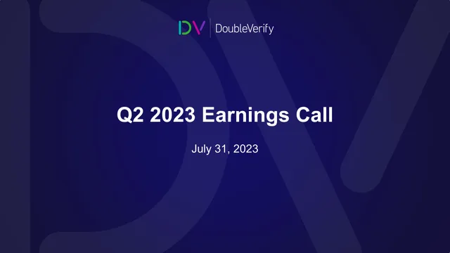 Doubleverify — Q2 2023 Earnings Call investment banking deck cover