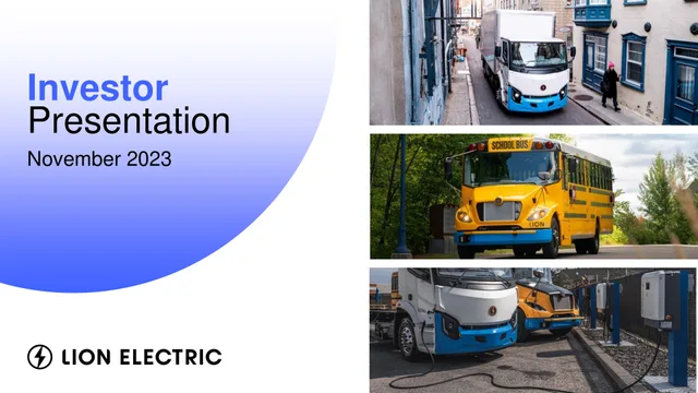 Lion Electric — Investor Presentation investment banking deck cover