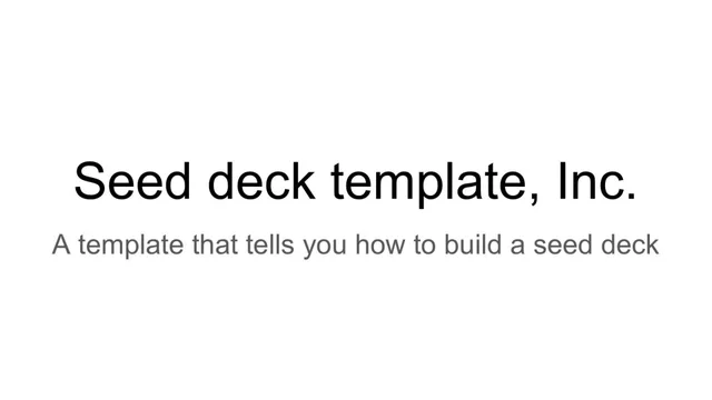 Y Combinator — Seed deck template, Inc. investment banking deck cover