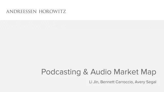 A16z — Podcasting & Audio Market Map investment banking deck cover