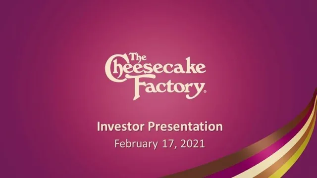 Cheesecake Factory — The Cheesecake Factory investment banking deck cover