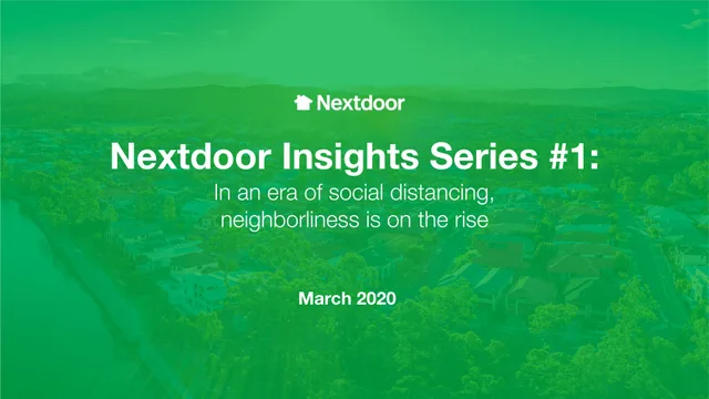 Nextdoor — Nextdoor Insights Series #1: investment banking deck cover