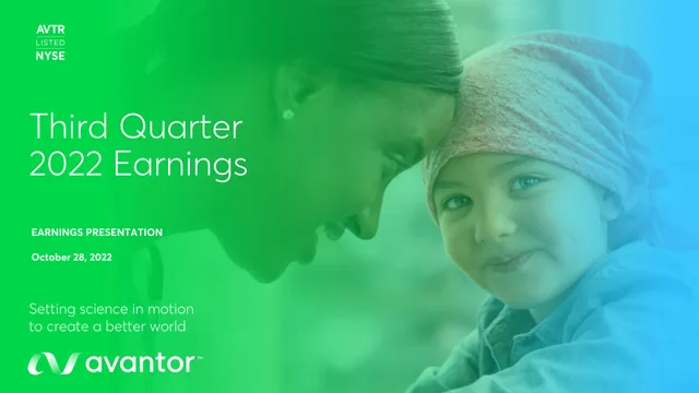Avantor — Third Quarter 2022 Earnings investment banking deck cover