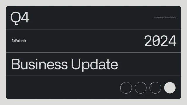 Palantir — Business Update investment banking deck cover