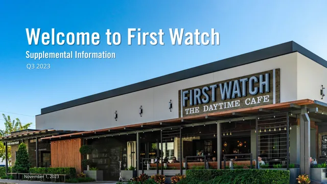 First Watch — Welcome to First Watch investment banking deck cover