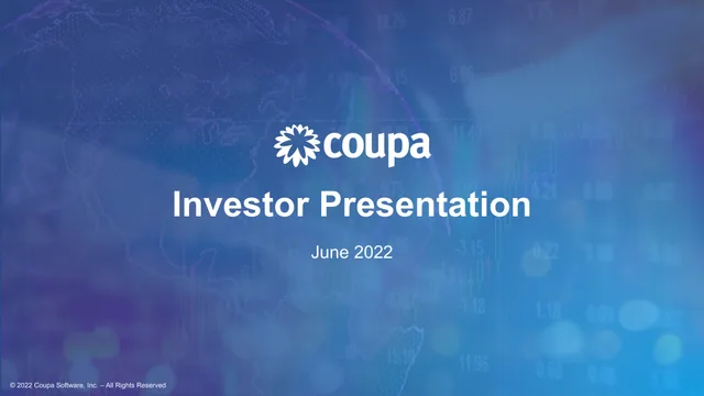 Coupa — Investor Presentation investment banking deck cover