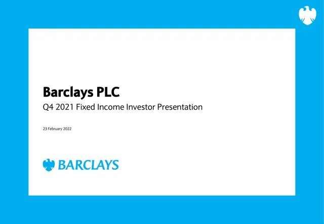 Barclays — Barclays PLC investment banking deck cover