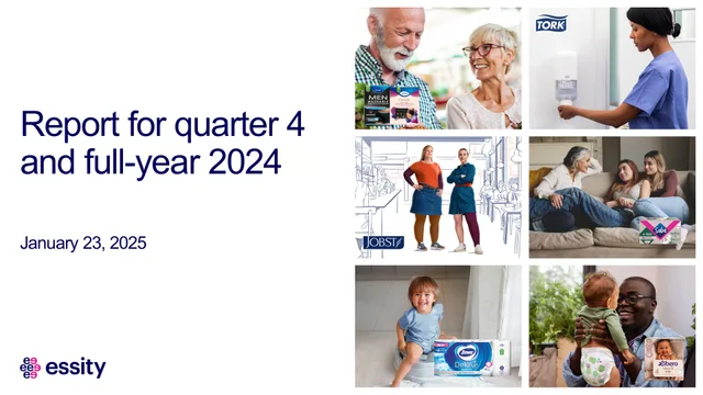 Essity — Report for quarter 4 and full-year 2024 investment banking deck cover