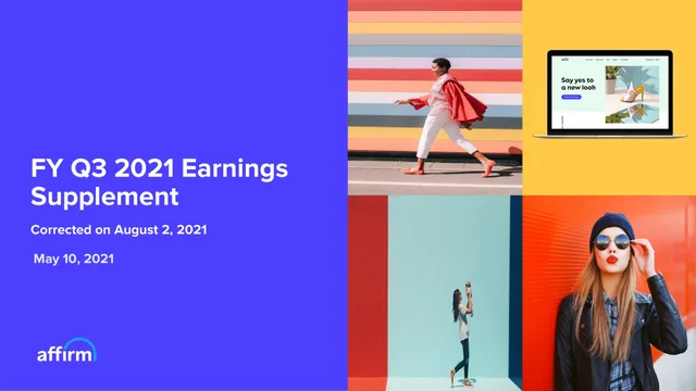 Affirm — FY Q3 2021 Earnings Supplement investment banking deck cover