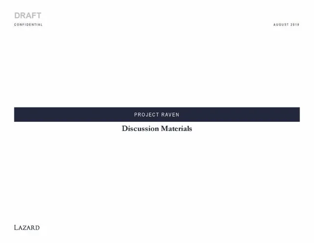 Lazard — Project Raven investment banking deck cover