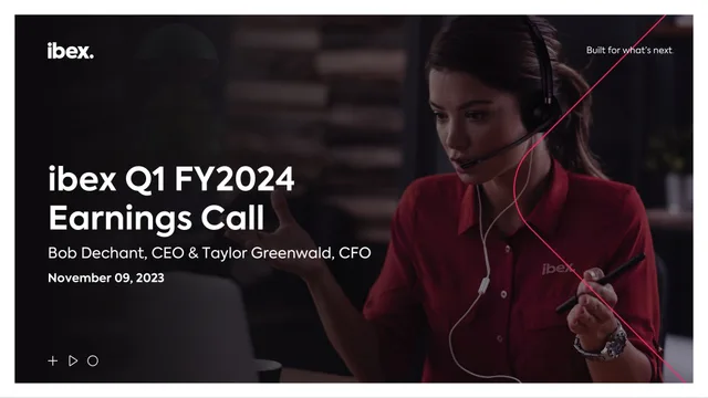 Ibex — ibex Q1 FY2024 Earnings Call investment banking deck cover