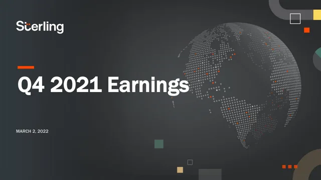 Sterling — Q4 2021 Earnings investment banking deck cover