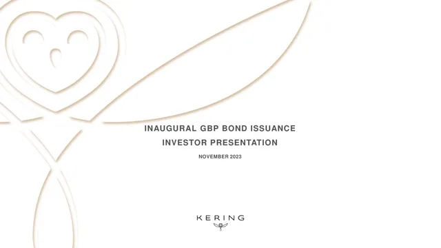 Kering — Inaugural Gbp Bond Issuance Investor Presentation investment banking deck cover