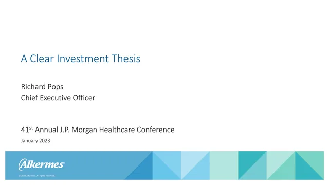 Alkermes — A Clear Investment Thesis investment banking deck cover