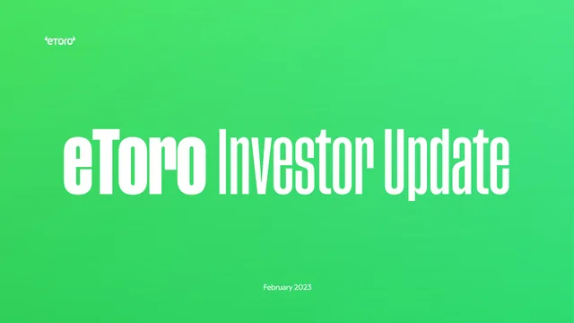 Etoro — eToro Investor Update investment banking deck cover