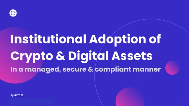 Celsius Network — Institutional Adoption of Crypto & Digital Assets investment banking deck cover