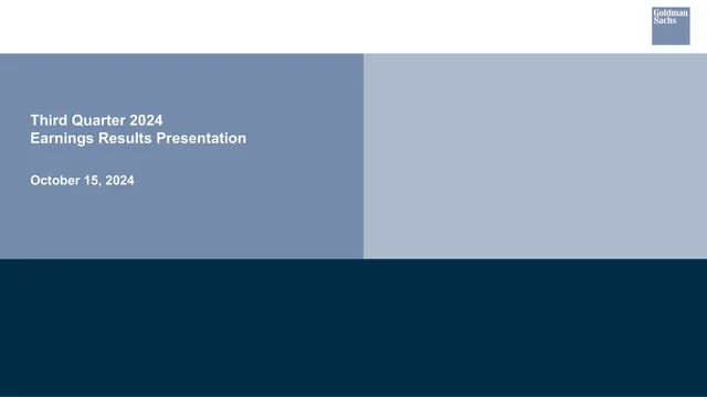 Goldman Sachs — Third Quarter 2024 Earnings Results Presentation investment banking deck cover