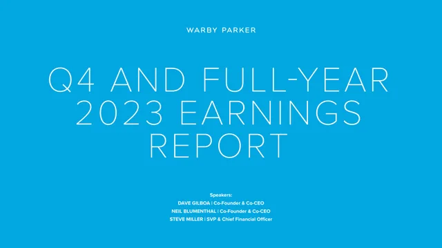 Warby Parker — Q4 And Full-year 2023 Earnings Report investment banking deck cover