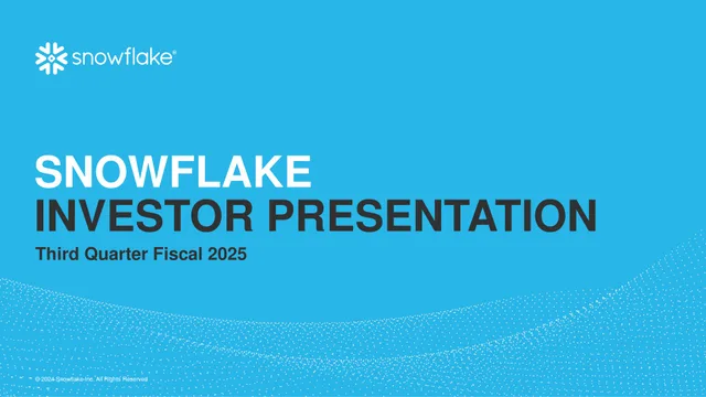 Snowflake — Snowflake Investor Presentation investment banking deck cover